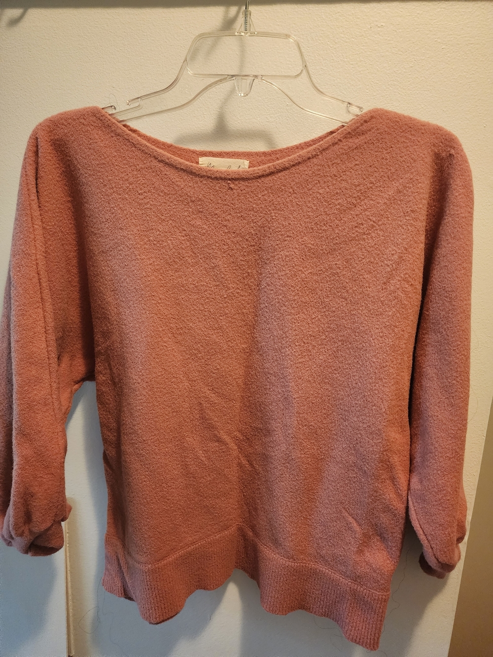 Marled Dusty Rose Off-the-Shoulder Knit Sweater